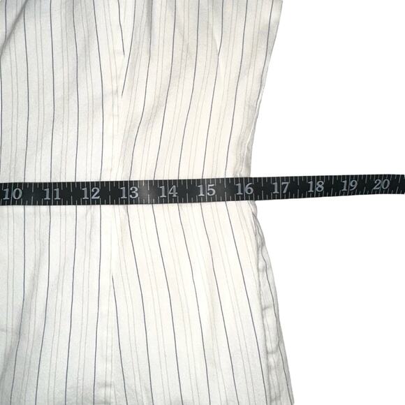 Theory Clean Strap Stripe White Linen Blend Sleeveless Midi Dress 12 - Picture 8 of 9